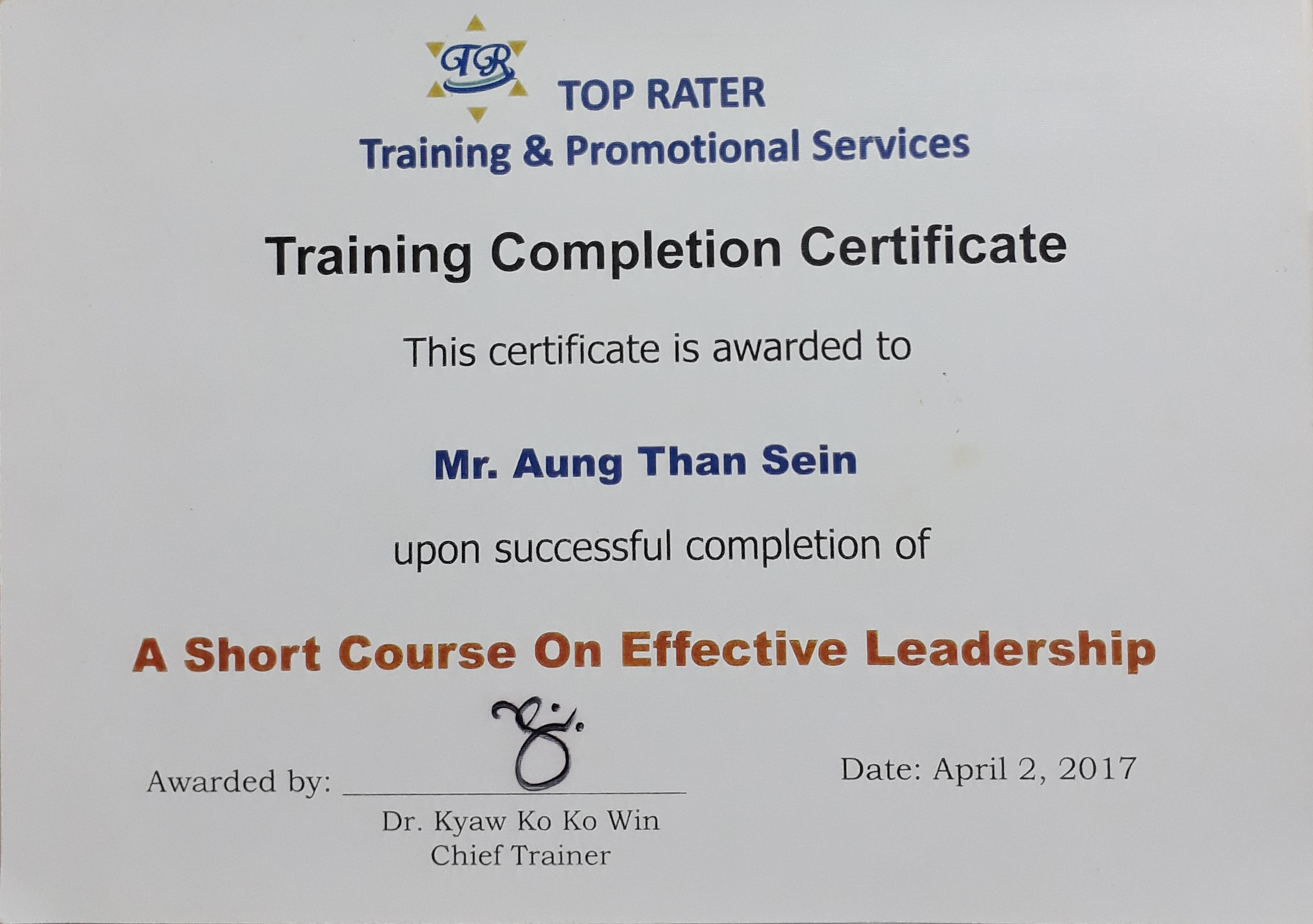 Effective Leadership Skill Certification